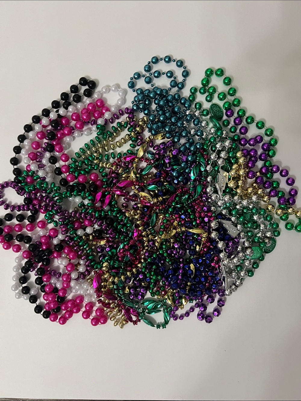 Lot Of 18 Mardi Gra Bead Necklaces In A Variety Of Styles From New Orleans